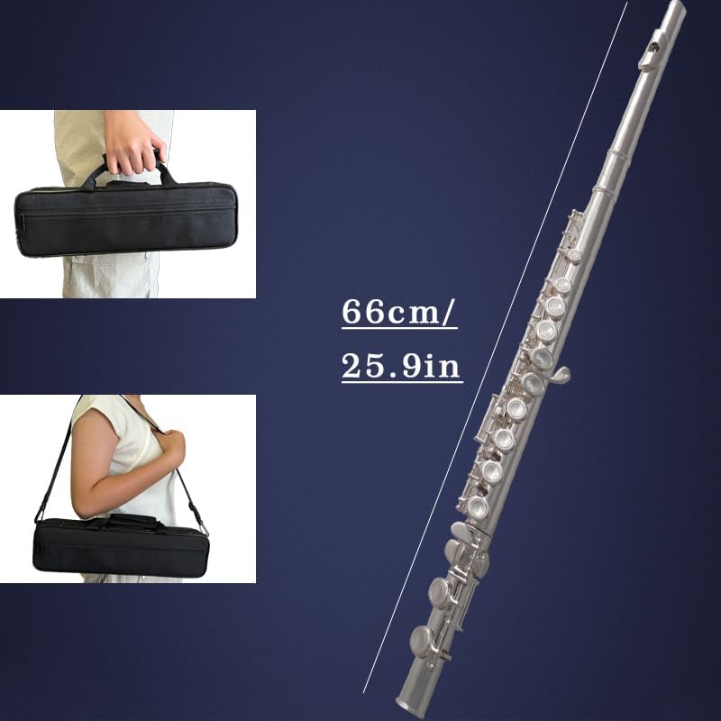 HOGSN flute 16-hole closed-hole C-tone nickel-plated, beginner to play graded flute, with box and cleaning kit. - Image 2